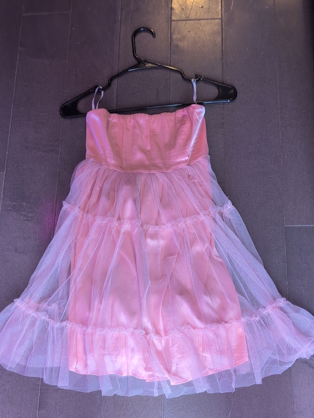 Pink Strapless Tulle Party Dress